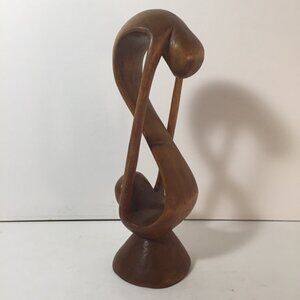 Wood Infinity Statue Sculpture Holding Hands Togetherness Support Figurine